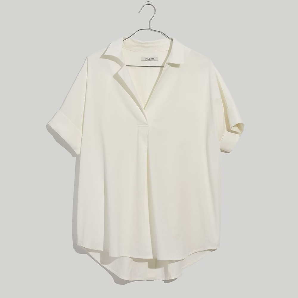 Madewell Courier Button-Back Shirt (white, small)